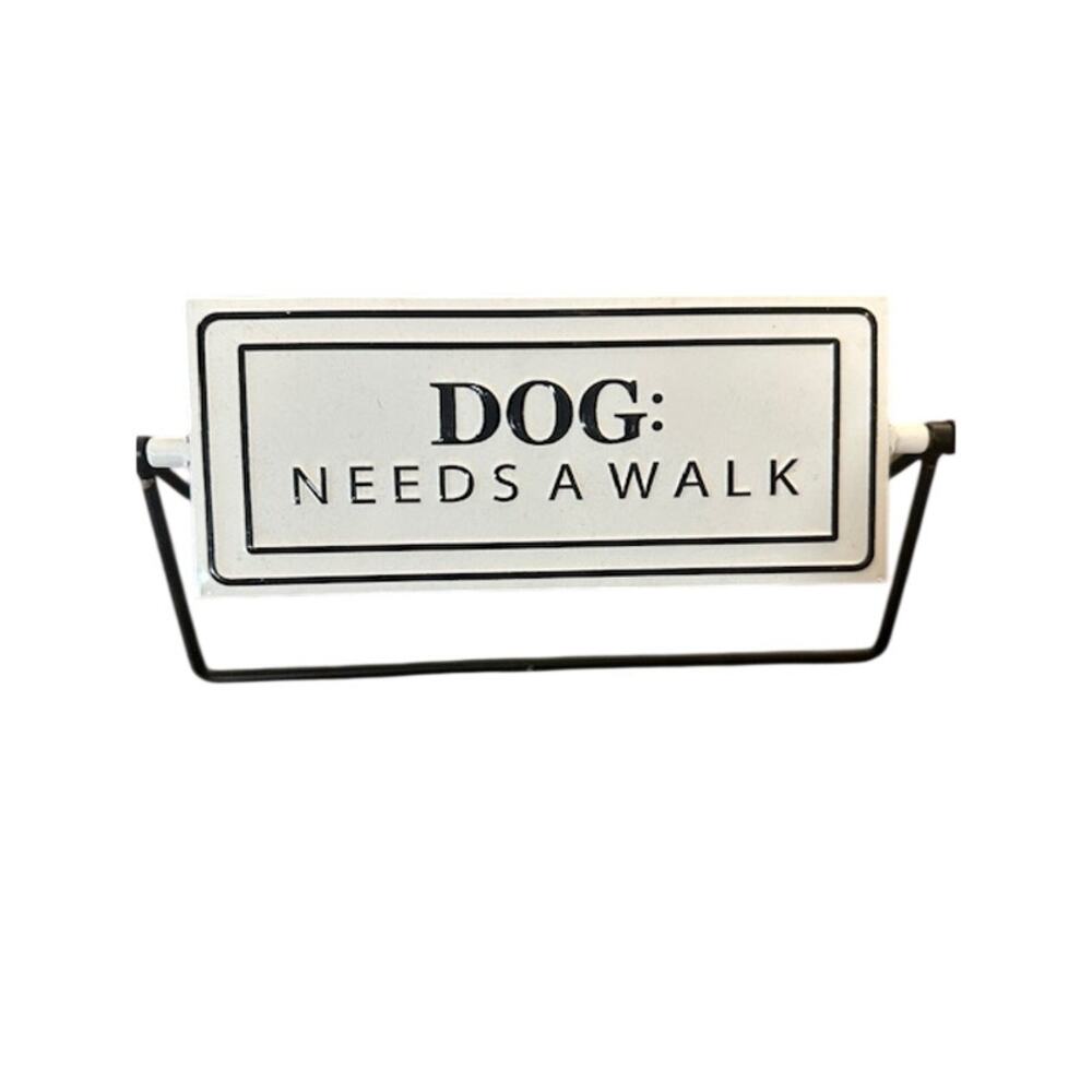 Dog Walked or Dog Needs a Walk Metal Swivel Stand Sign Home Pet Decor